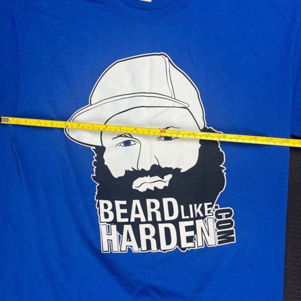 James Harden Beard Blue T-shirt Gildan Size Large Basketball OKC Thunder Playoff - Picture 3 of 8